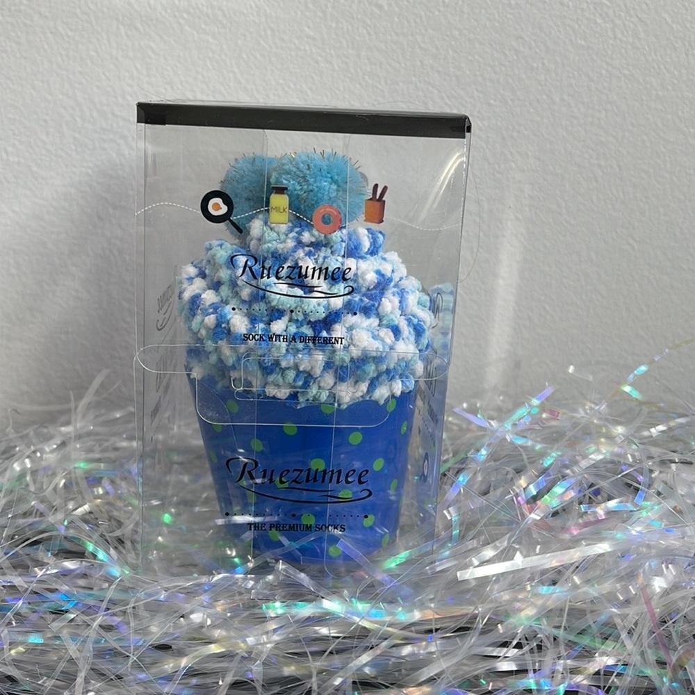 Confetti Cupcake Socks with Pom Poms in Box